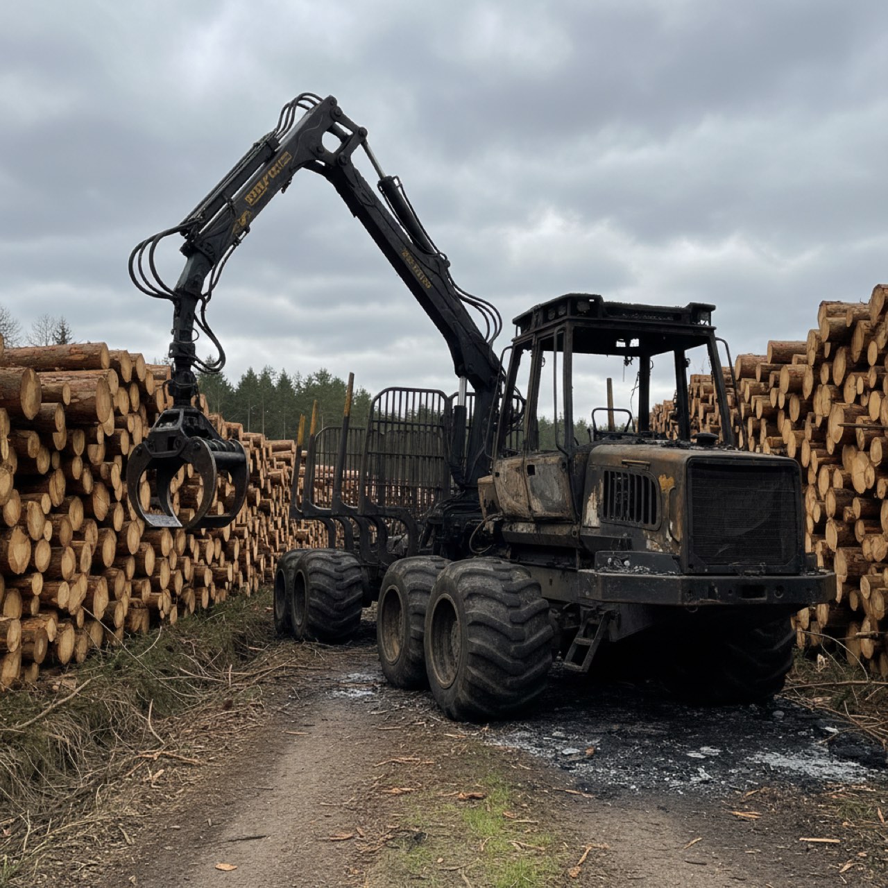 Forwarder, fire damage