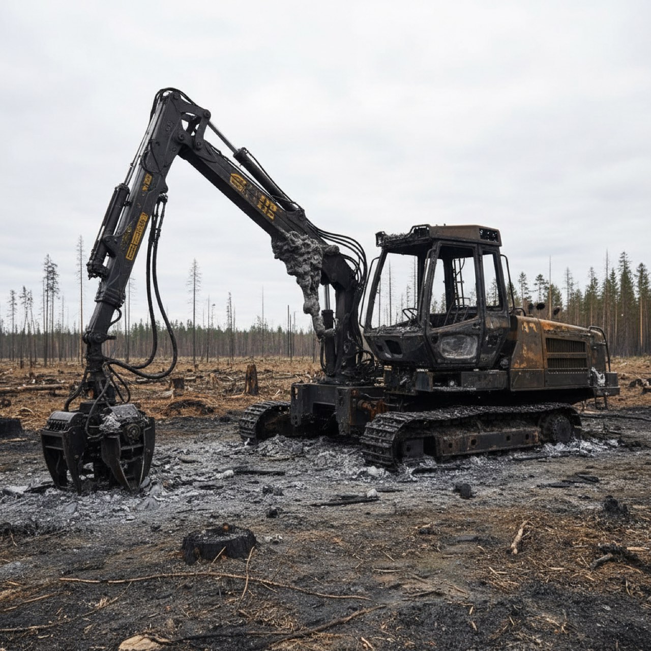 Harvester, fire damage
